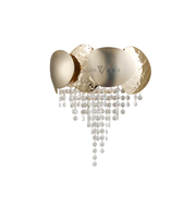 Gold wall sconce with crystal accents on a white background
