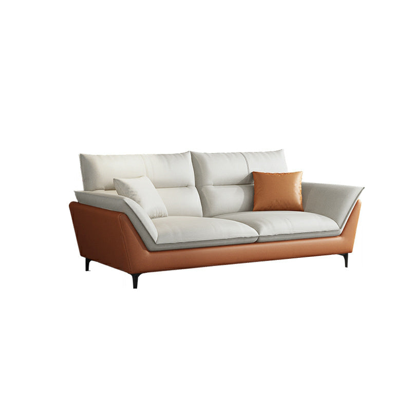Modern sofa with brown and white design on a white background