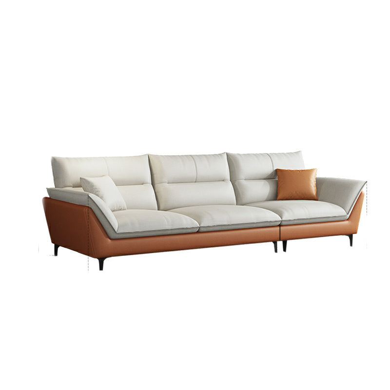 Two-toned sofa with white and brown sections on a white background