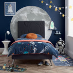 Load image into Gallery viewer, Space Dark Grey Velvet Kids Bed
