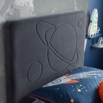 Load image into Gallery viewer, Space Dark Grey Velvet Kids Bed

