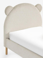 Load image into Gallery viewer, Beige bed with bear ear headboard on a white background