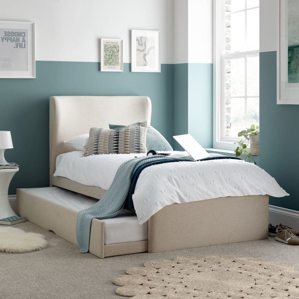 Cozy Fabric Guest Bed with Trundle